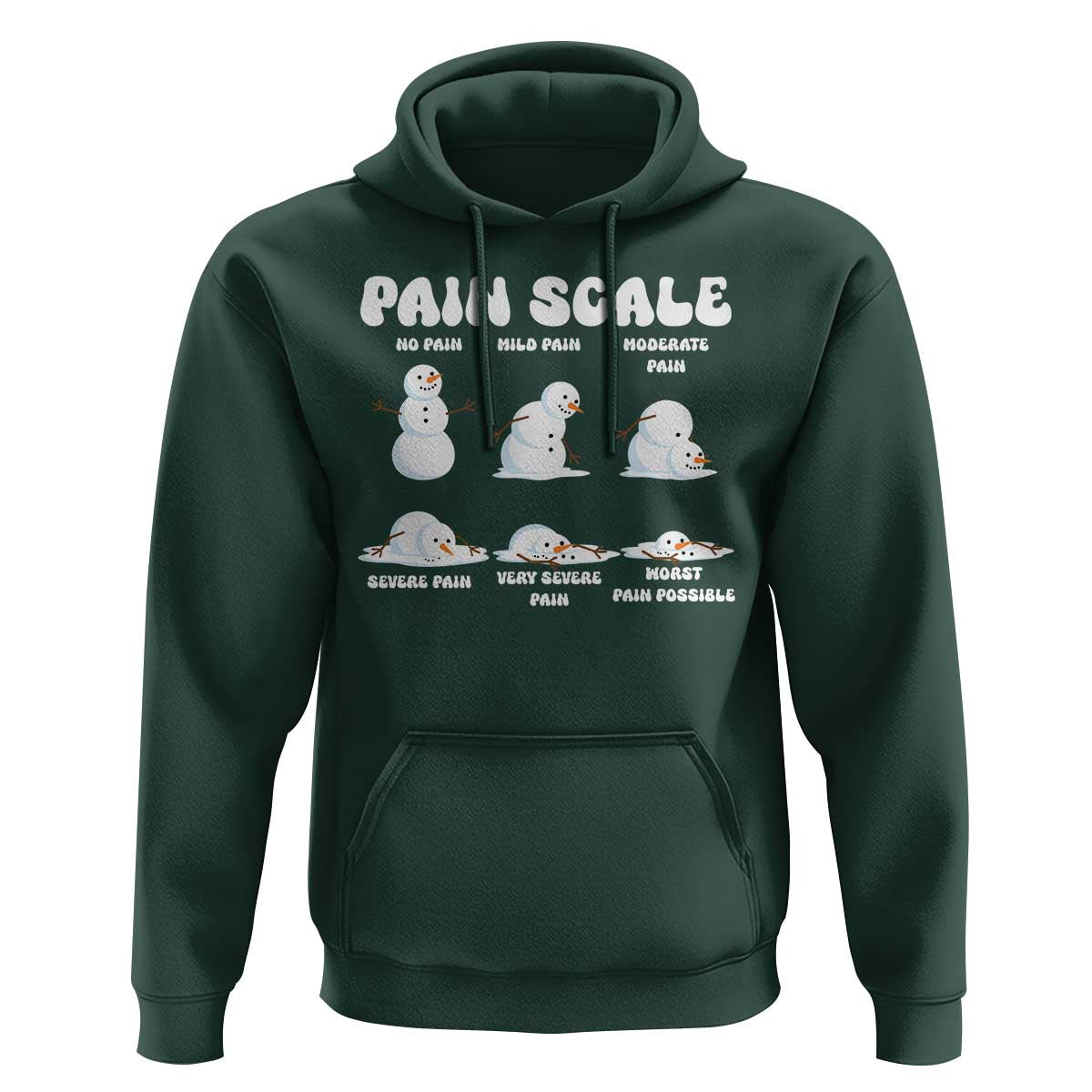 Funny Snowman Pain Scale Christmas Hoodie Melting Snowman Holiday Humor - Wonder Print Shop