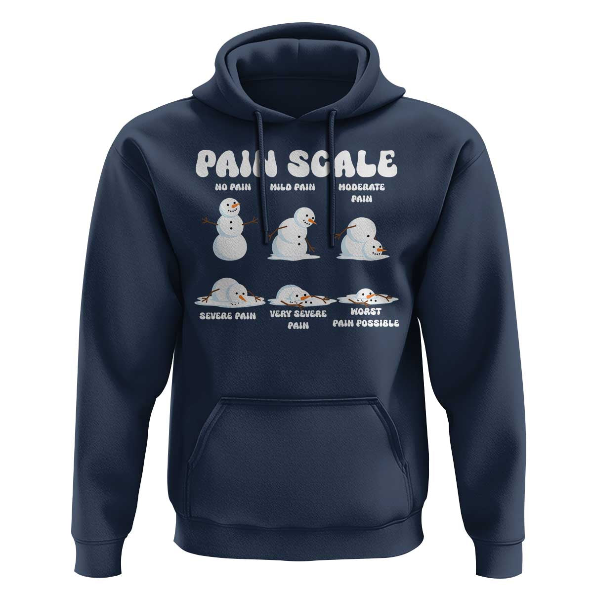 Funny Snowman Pain Scale Christmas Hoodie Melting Snowman Holiday Humor - Wonder Print Shop