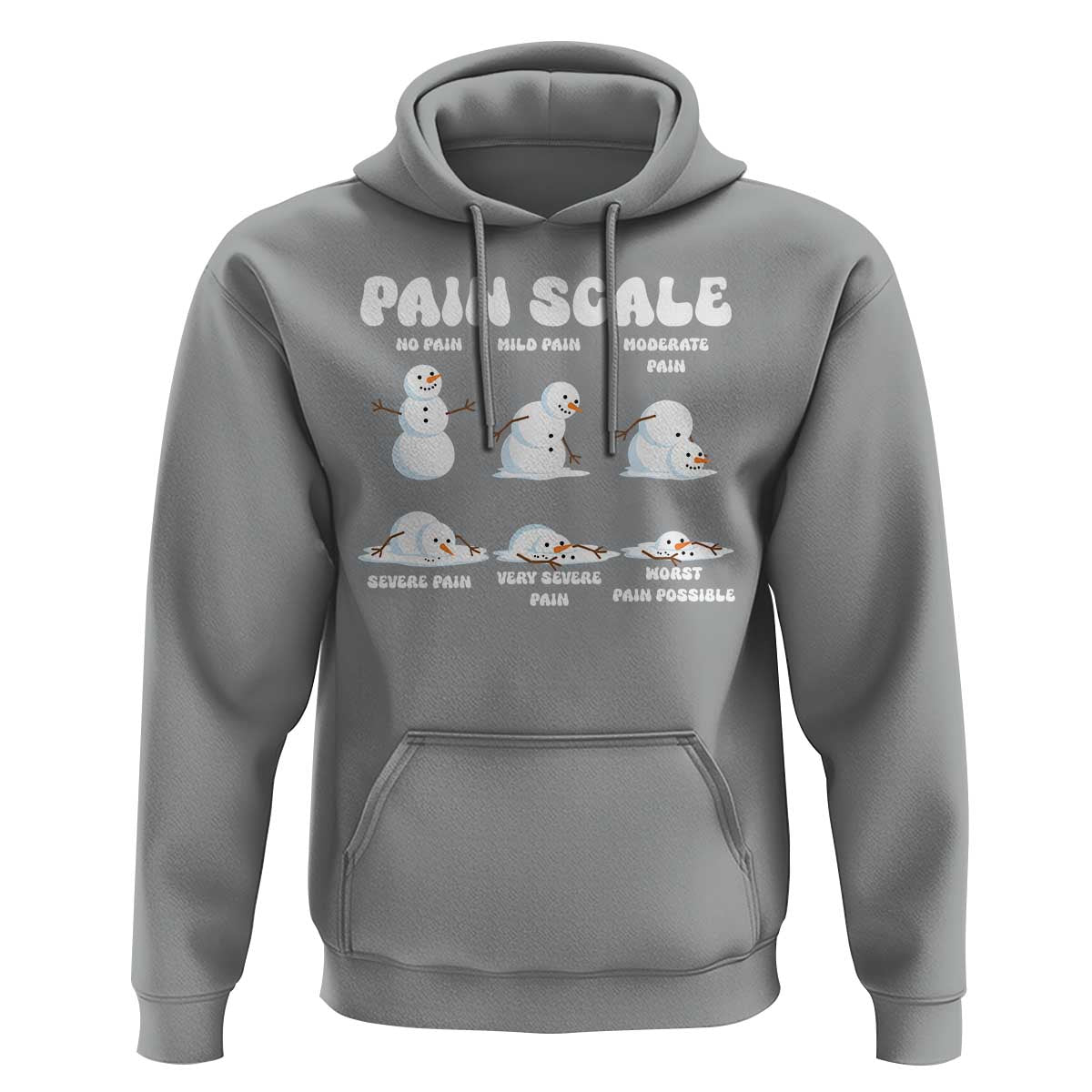 Funny Snowman Pain Scale Christmas Hoodie Melting Snowman Holiday Humor - Wonder Print Shop