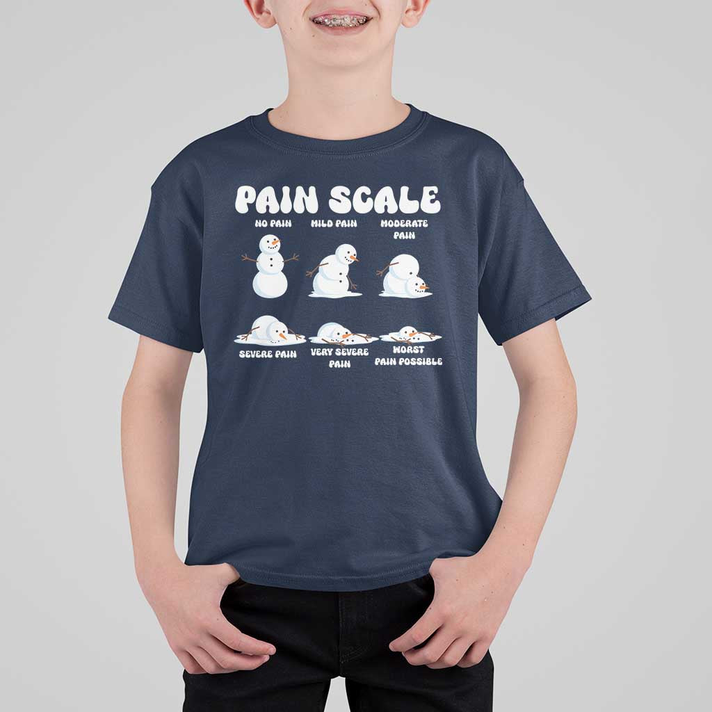 Funny Snowman Pain Scale Christmas T Shirt For Kid Melting Snowman Holiday Humor - Wonder Print Shop