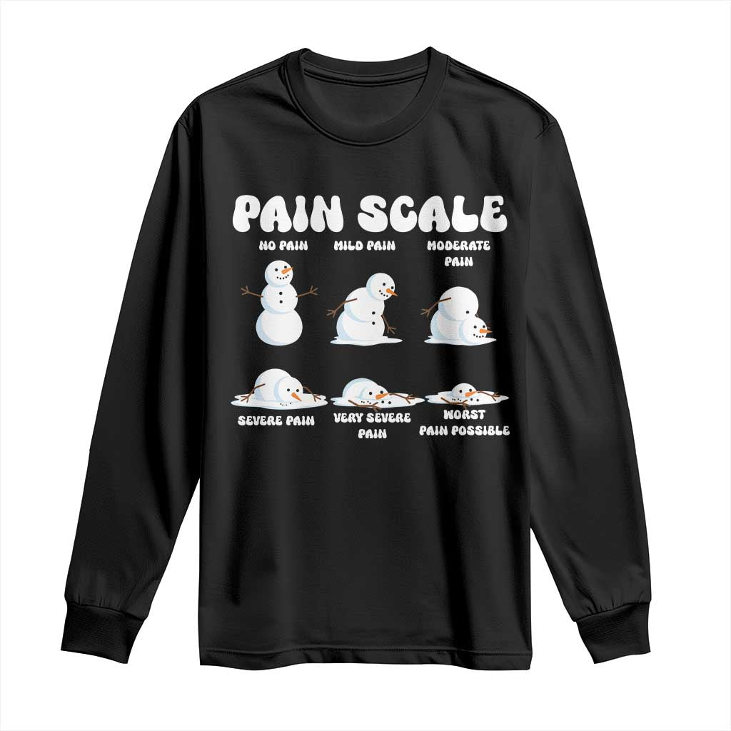 Funny Snowman Pain Scale Christmas Long Sleeve Shirt Melting Snowman Holiday Humor - Wonder Print Shop