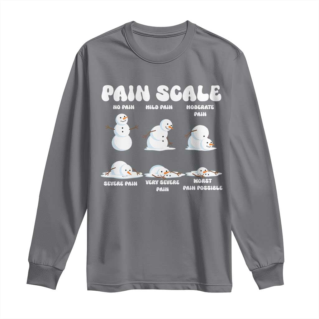 Funny Snowman Pain Scale Christmas Long Sleeve Shirt Melting Snowman Holiday Humor - Wonder Print Shop