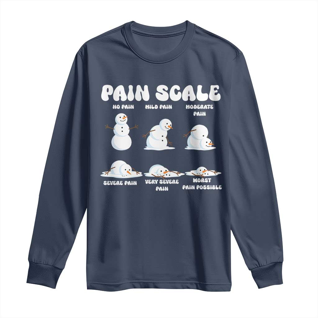 Funny Snowman Pain Scale Christmas Long Sleeve Shirt Melting Snowman Holiday Humor - Wonder Print Shop
