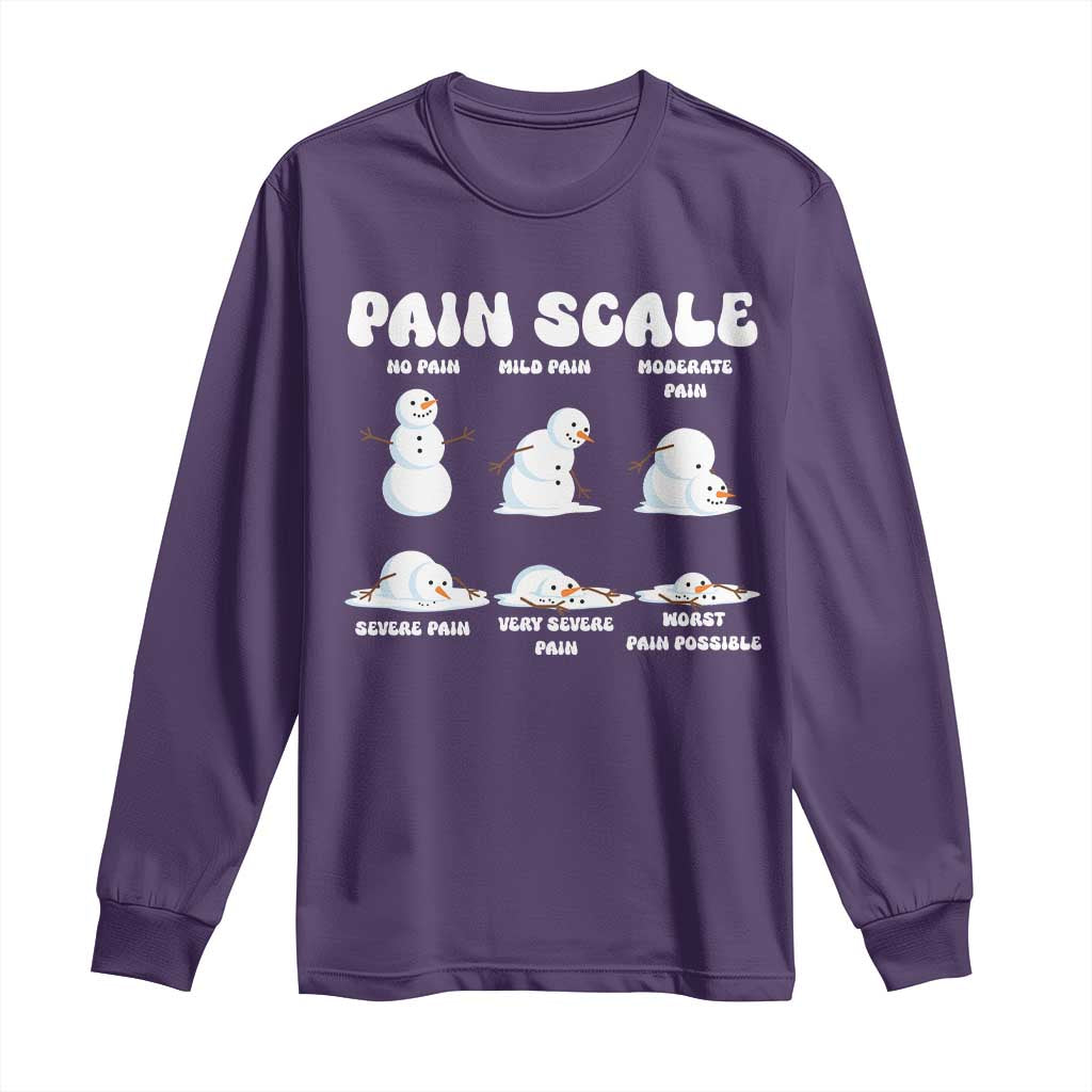 Funny Snowman Pain Scale Christmas Long Sleeve Shirt Melting Snowman Holiday Humor - Wonder Print Shop