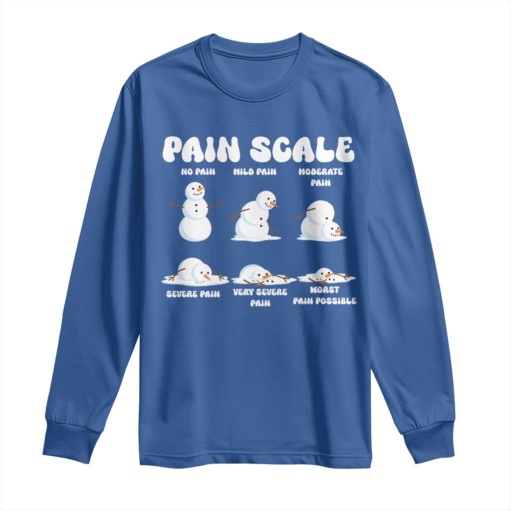Funny Snowman Pain Scale Christmas Long Sleeve Shirt Melting Snowman Holiday Humor - Wonder Print Shop