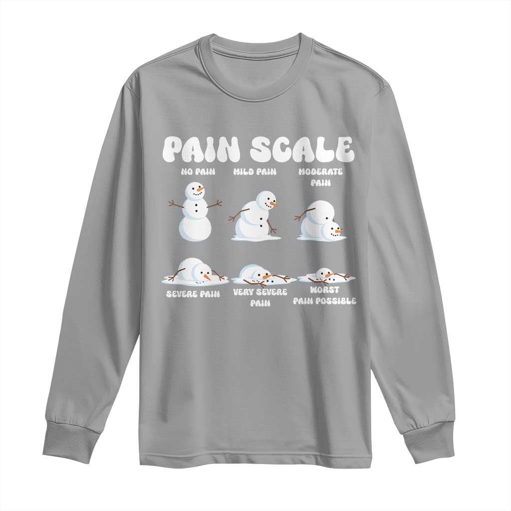 Funny Snowman Pain Scale Christmas Long Sleeve Shirt Melting Snowman Holiday Humor - Wonder Print Shop