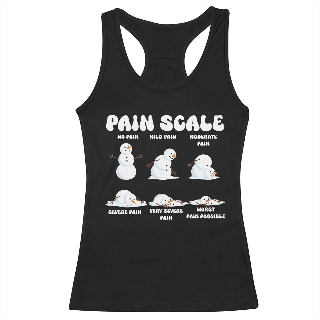 Funny Snowman Pain Scale Christmas Racerback Tank Top Melting Snowman Holiday Humor - Wonder Print Shop