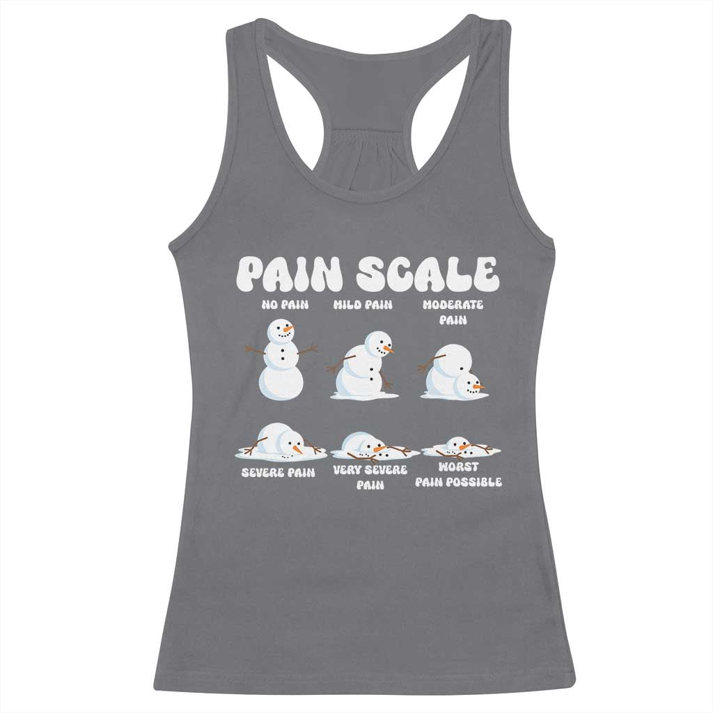 Funny Snowman Pain Scale Christmas Racerback Tank Top Melting Snowman Holiday Humor - Wonder Print Shop