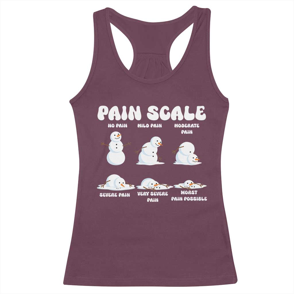 Funny Snowman Pain Scale Christmas Racerback Tank Top Melting Snowman Holiday Humor - Wonder Print Shop