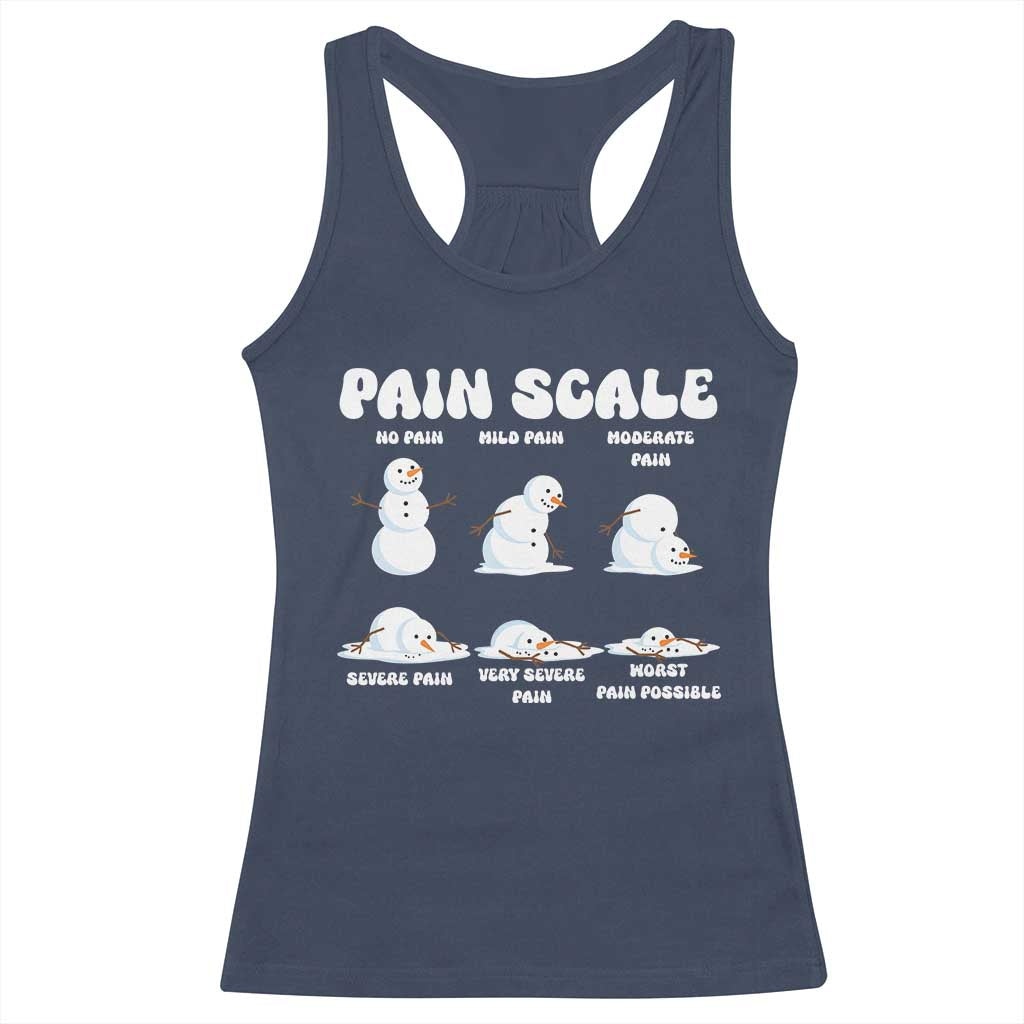 Funny Snowman Pain Scale Christmas Racerback Tank Top Melting Snowman Holiday Humor - Wonder Print Shop