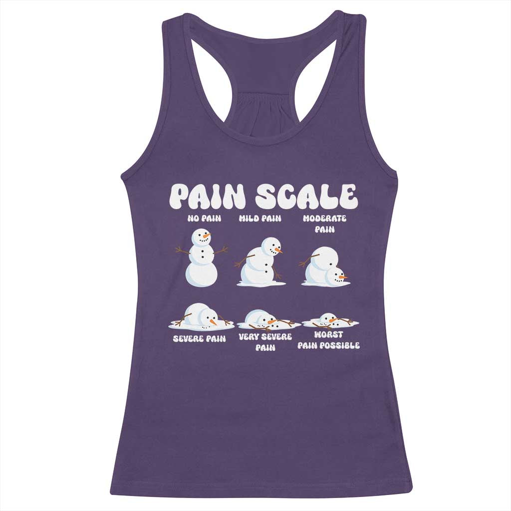 Funny Snowman Pain Scale Christmas Racerback Tank Top Melting Snowman Holiday Humor - Wonder Print Shop