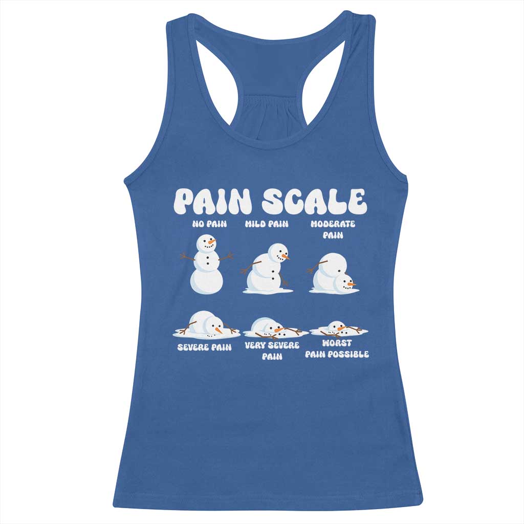 Funny Snowman Pain Scale Christmas Racerback Tank Top Melting Snowman Holiday Humor - Wonder Print Shop