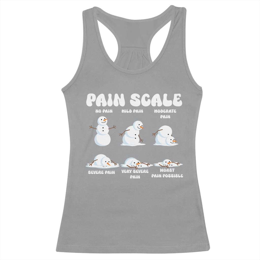 Funny Snowman Pain Scale Christmas Racerback Tank Top Melting Snowman Holiday Humor - Wonder Print Shop