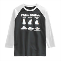 Funny Snowman Pain Scale Christmas Raglan Shirt Melting Snowman Holiday Humor - Wonder Print Shop