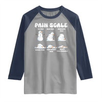 Funny Snowman Pain Scale Christmas Raglan Shirt Melting Snowman Holiday Humor - Wonder Print Shop