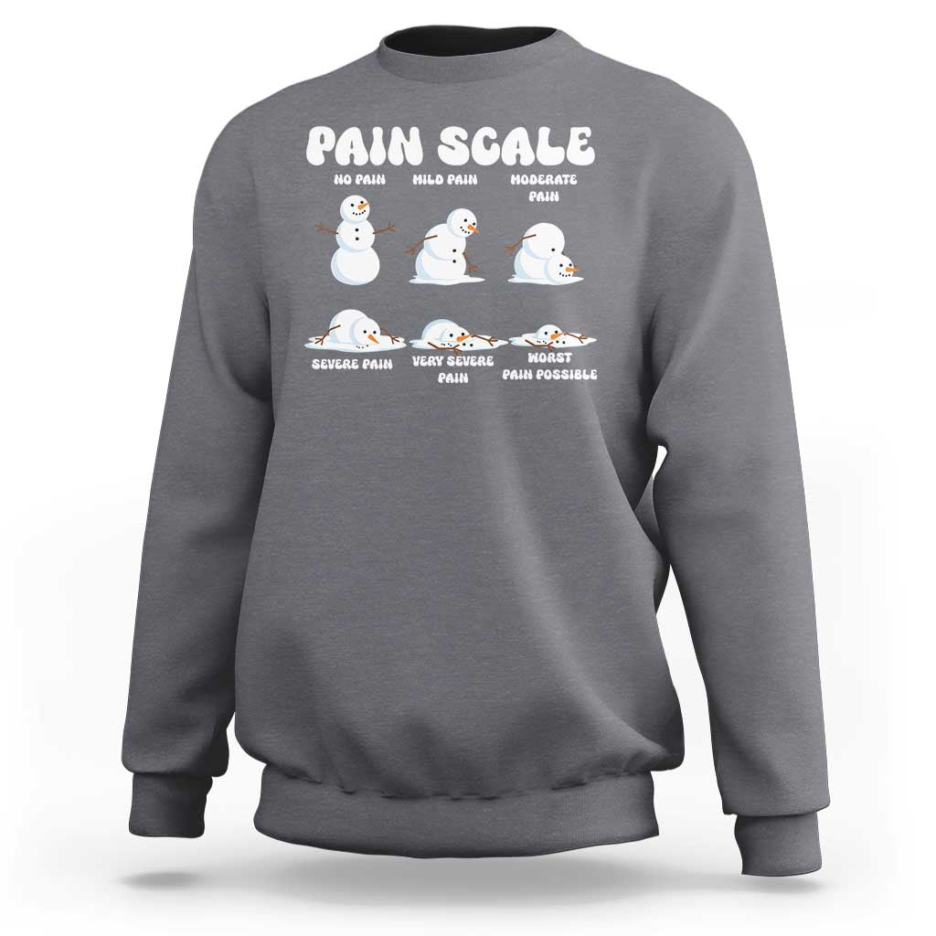 Funny Snowman Pain Scale Christmas Sweatshirt Melting Snowman Holiday Humor - Wonder Print Shop