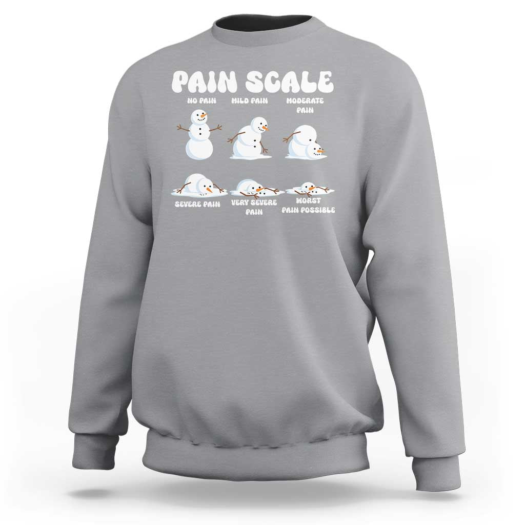Funny Snowman Pain Scale Christmas Sweatshirt Melting Snowman Holiday Humor - Wonder Print Shop