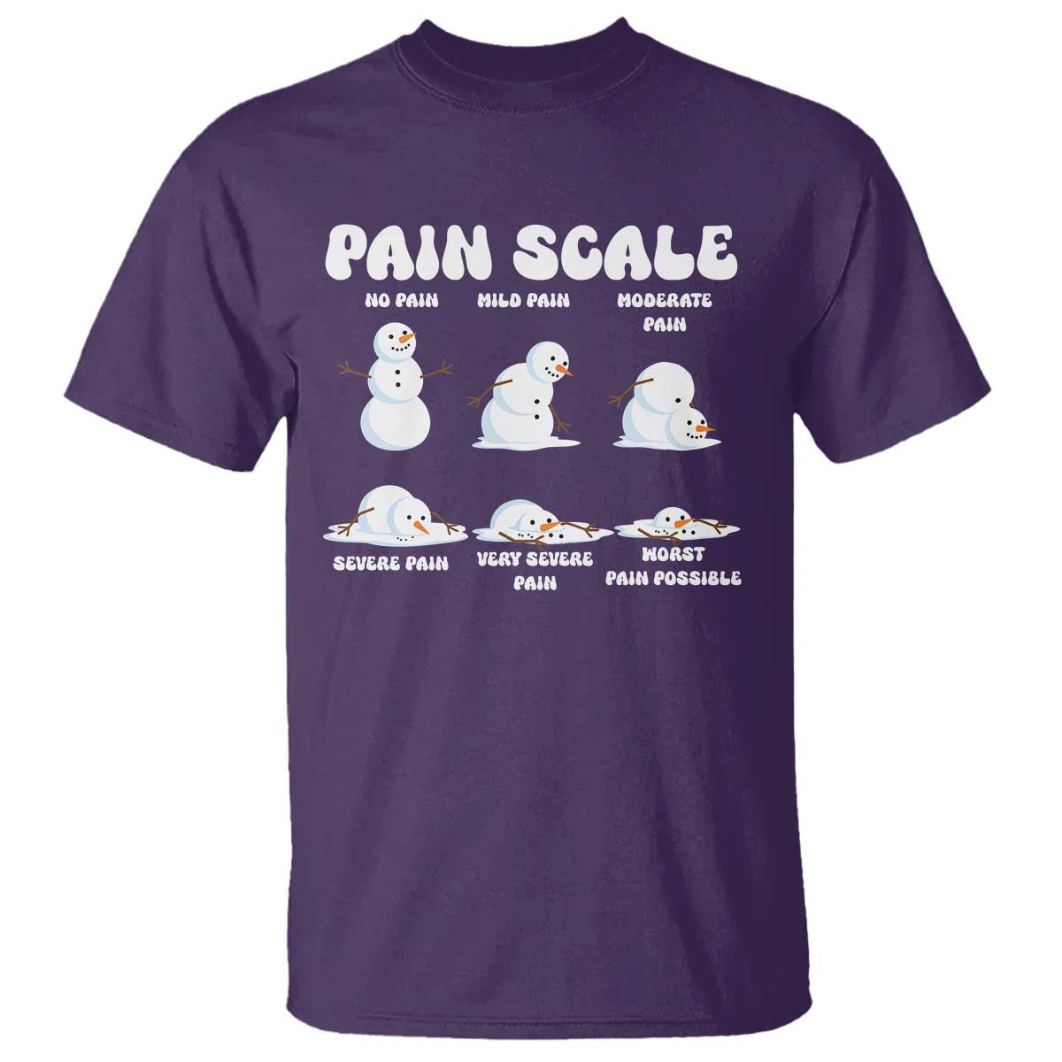 Funny Snowman Pain Scale Christmas T Shirt Melting Snowman Holiday Humor - Wonder Print Shop
