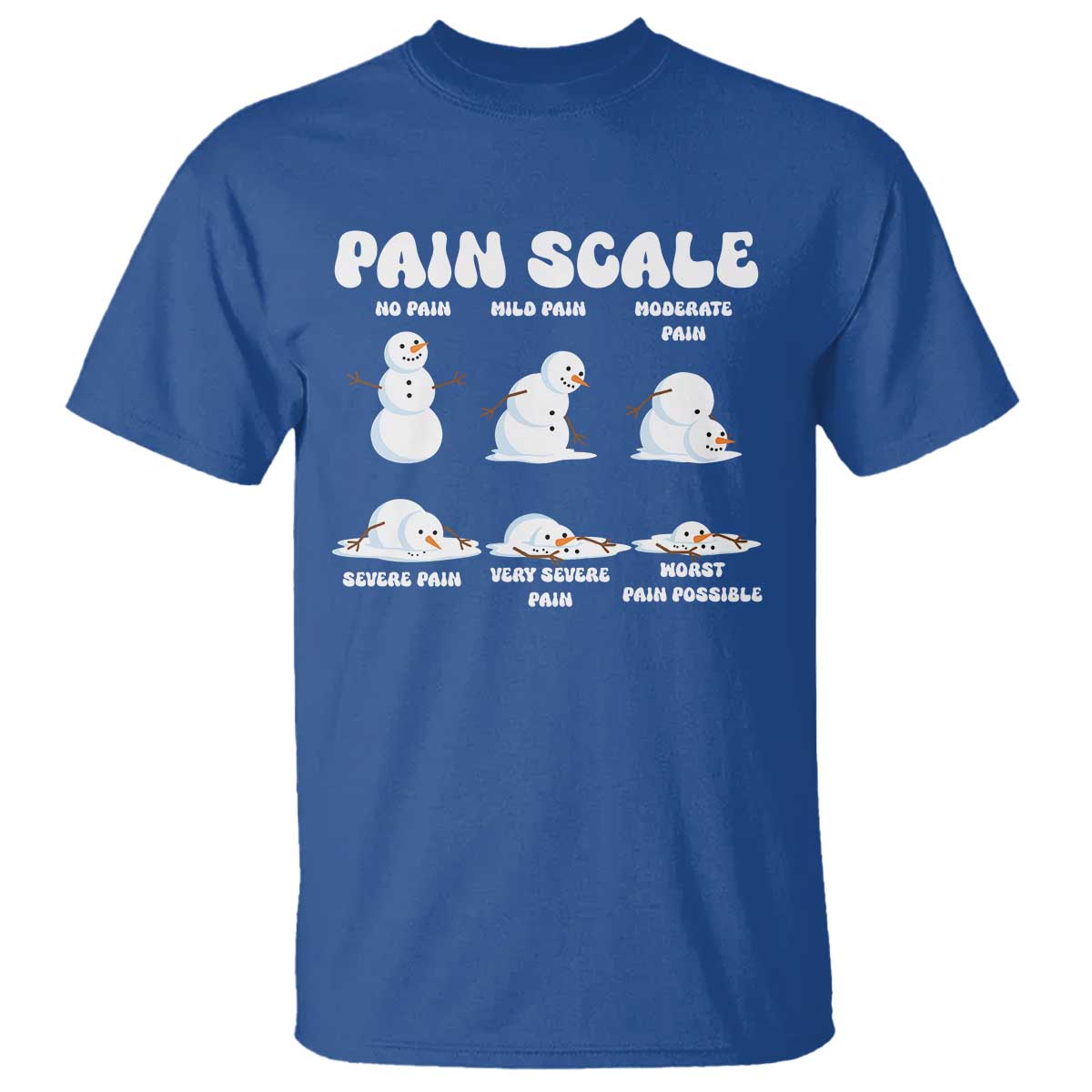 Funny Snowman Pain Scale Christmas T Shirt Melting Snowman Holiday Humor - Wonder Print Shop