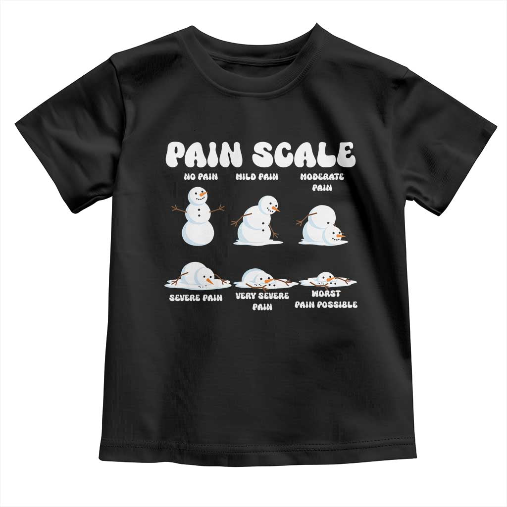 Funny Snowman Pain Scale Christmas Toddler T Shirt Melting Snowman Holiday Humor - Wonder Print Shop