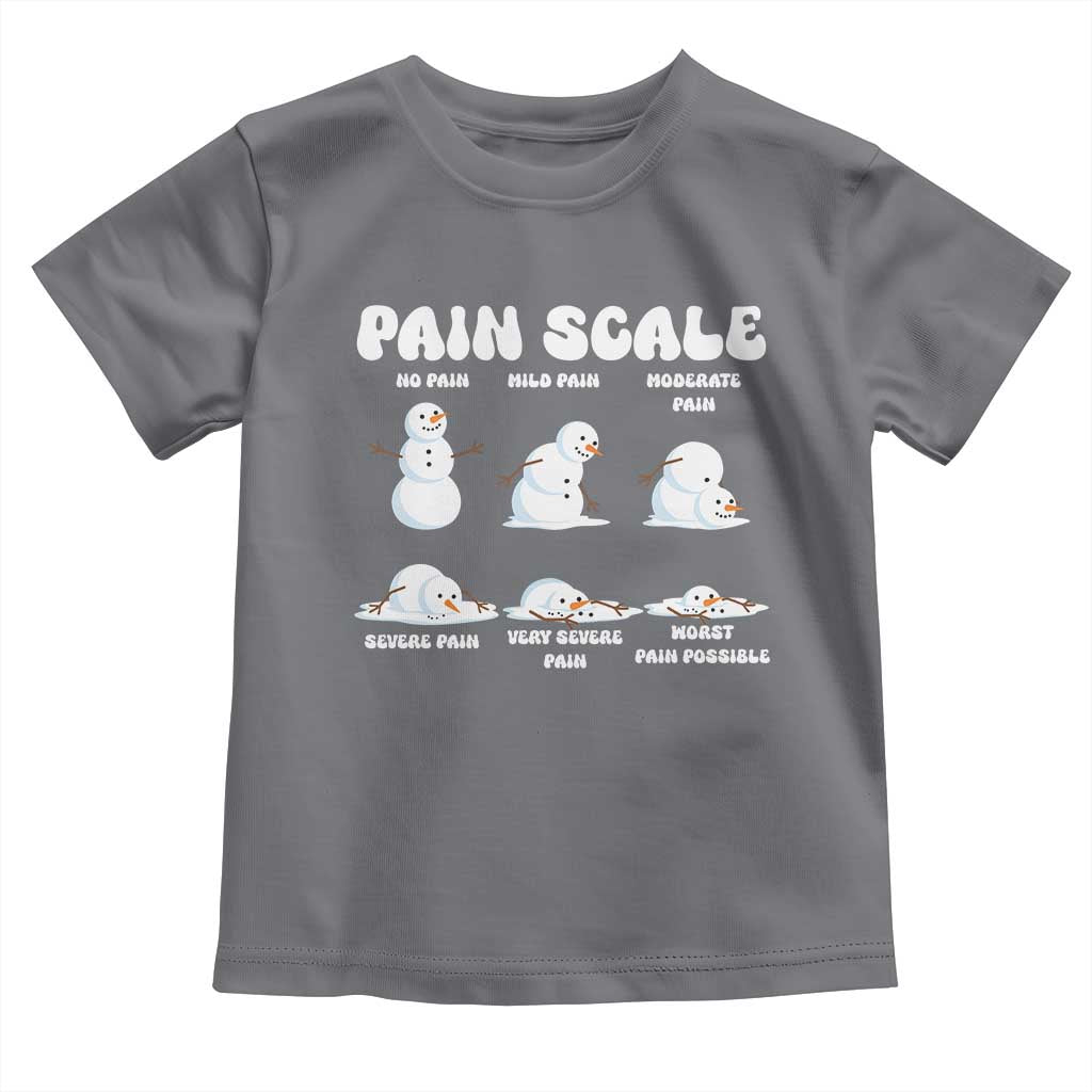 Funny Snowman Pain Scale Christmas Toddler T Shirt Melting Snowman Holiday Humor - Wonder Print Shop
