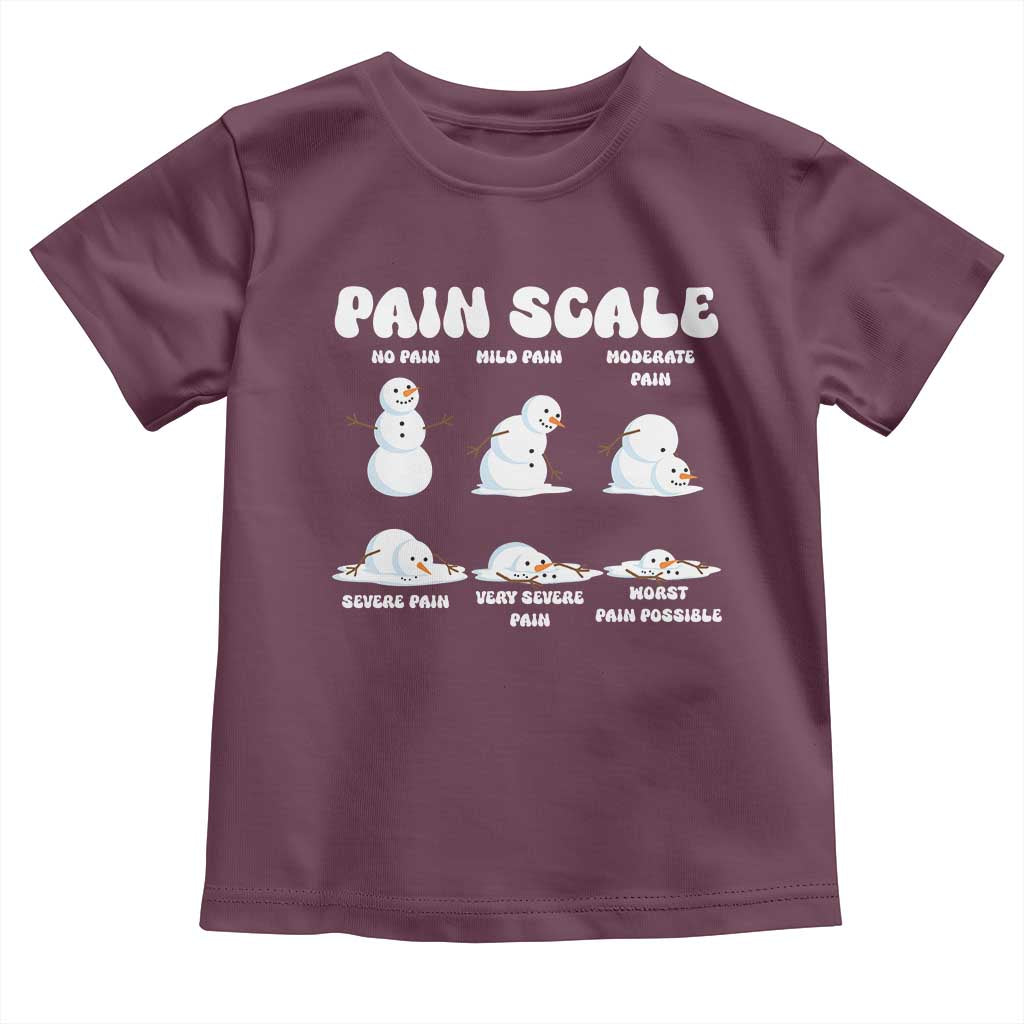 Funny Snowman Pain Scale Christmas Toddler T Shirt Melting Snowman Holiday Humor - Wonder Print Shop