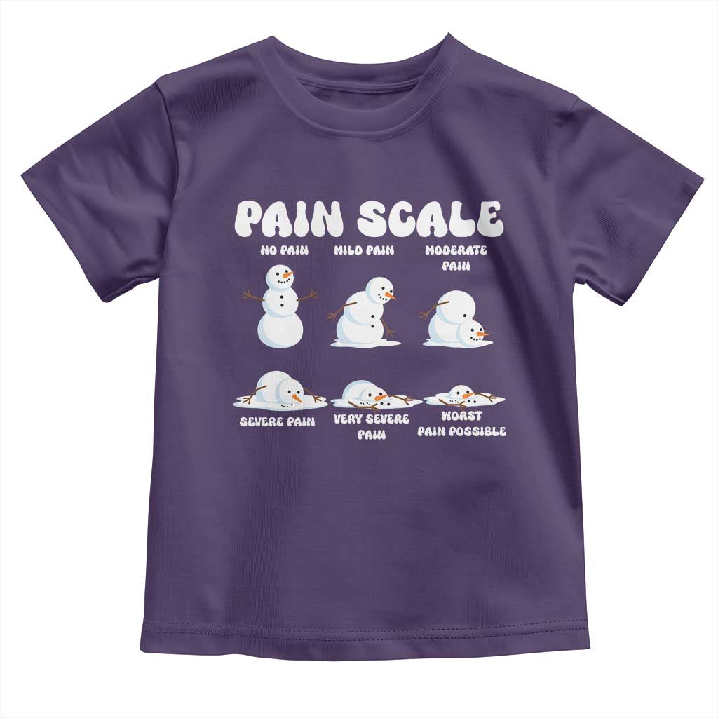 Funny Snowman Pain Scale Christmas Toddler T Shirt Melting Snowman Holiday Humor - Wonder Print Shop