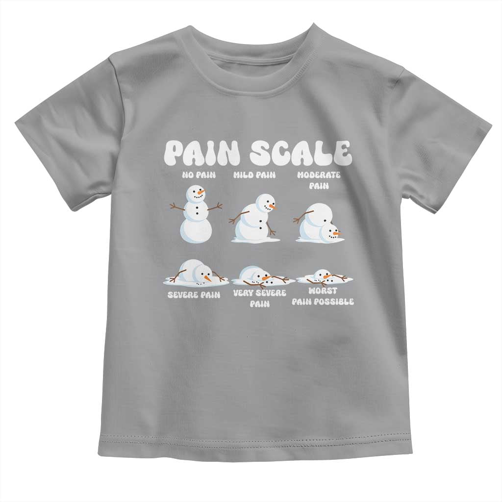 Funny Snowman Pain Scale Christmas Toddler T Shirt Melting Snowman Holiday Humor - Wonder Print Shop