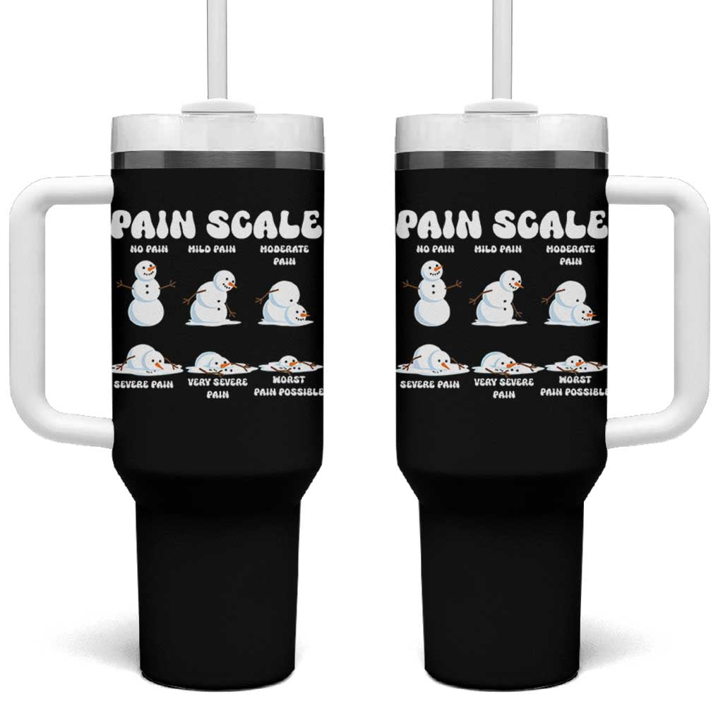 Funny Snowman Pain Scale Christmas Tumbler With Handle Melting Snowman Holiday Humor - Wonder Print Shop