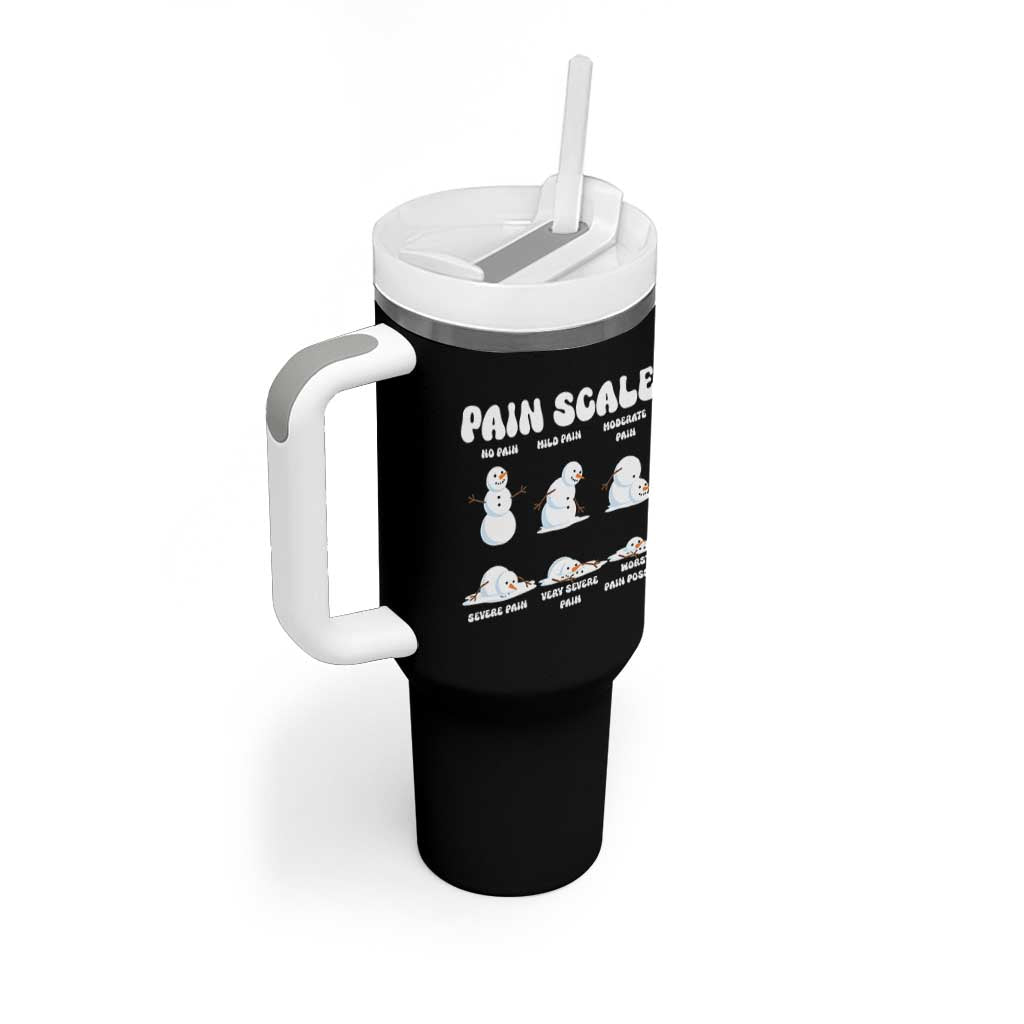 Funny Snowman Pain Scale Christmas Tumbler With Handle Melting Snowman Holiday Humor - Wonder Print Shop