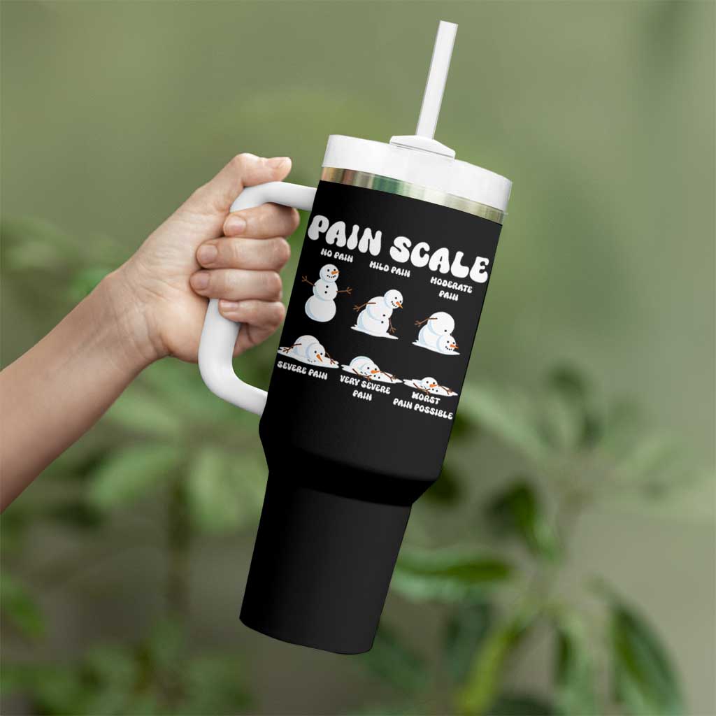 Funny Snowman Pain Scale Christmas Tumbler With Handle Melting Snowman Holiday Humor - Wonder Print Shop