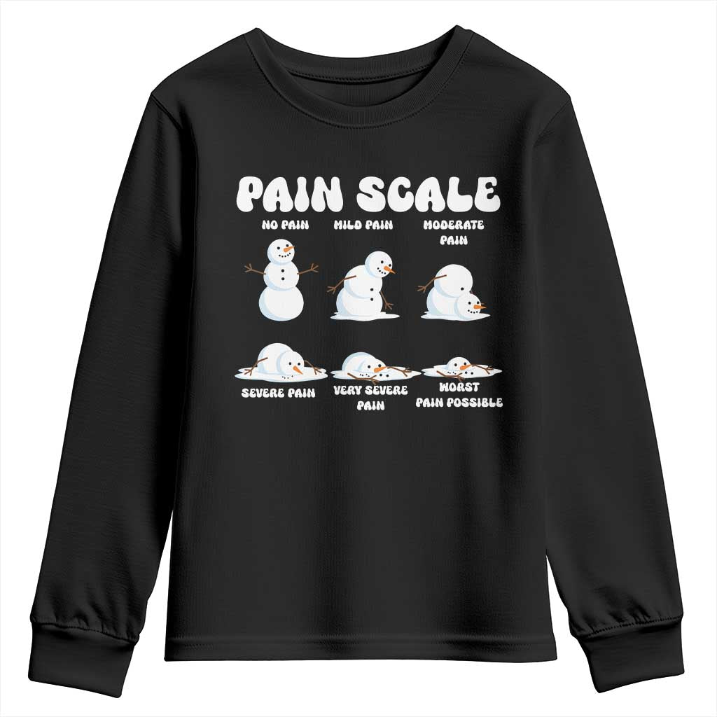 Funny Snowman Pain Scale Christmas Youth Sweatshirt Melting Snowman Holiday Humor - Wonder Print Shop