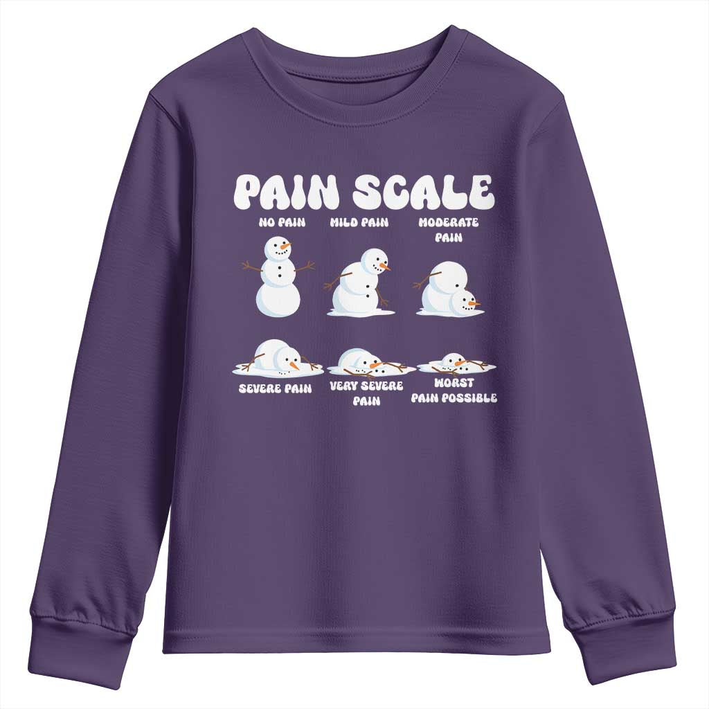 Funny Snowman Pain Scale Christmas Youth Sweatshirt Melting Snowman Holiday Humor - Wonder Print Shop