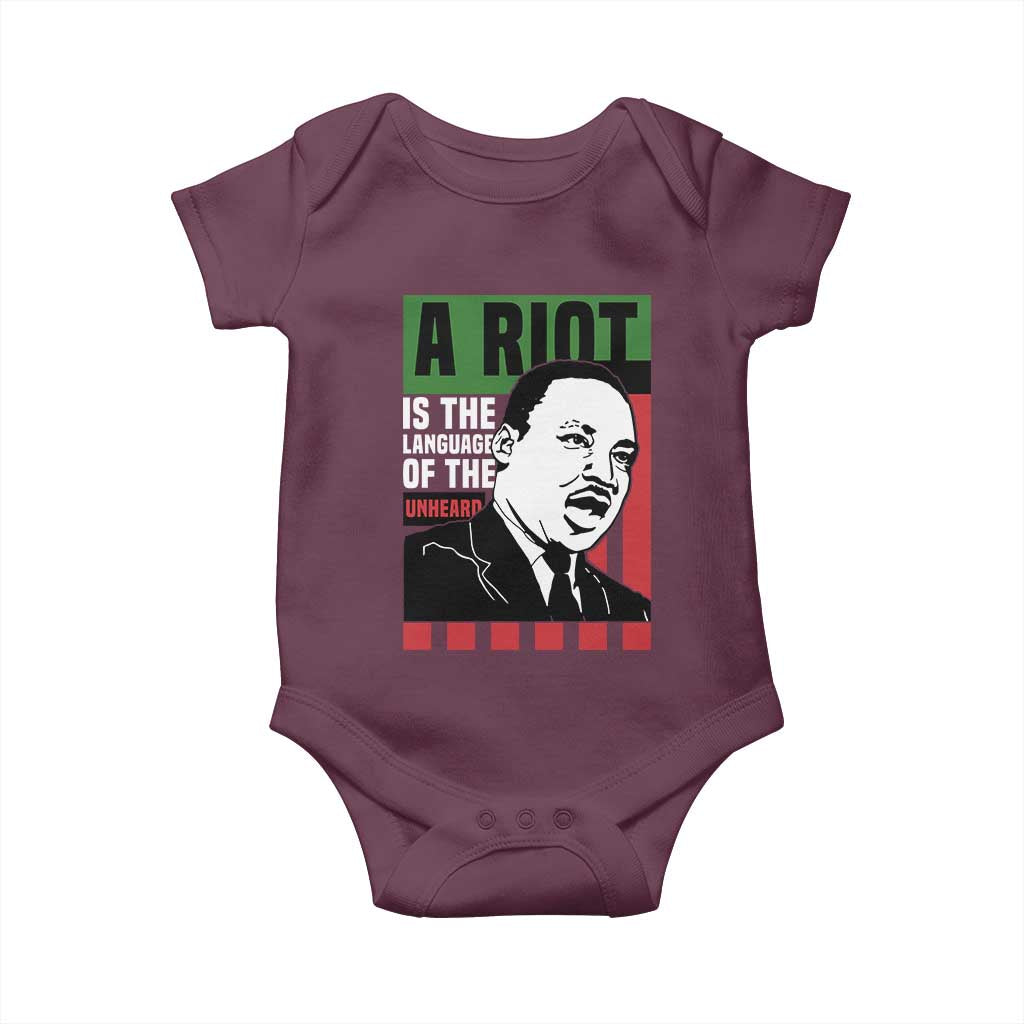 Martin Luther King MLK Baby Onesie A Riot Is The Language Of The Unheard Civil Rights