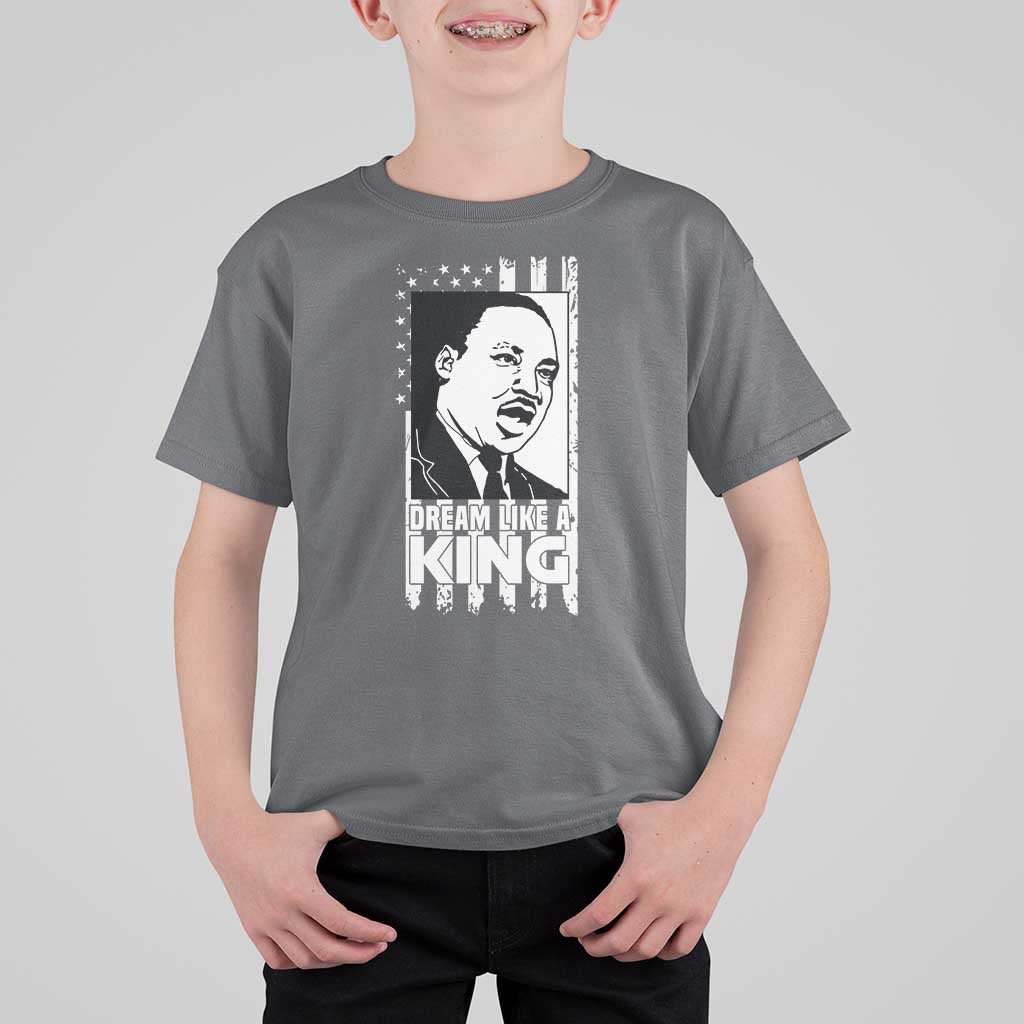 Martin Luther King MLK T Shirt For Kid Dream Like A King Black History American Flag - Wonder Print Shop