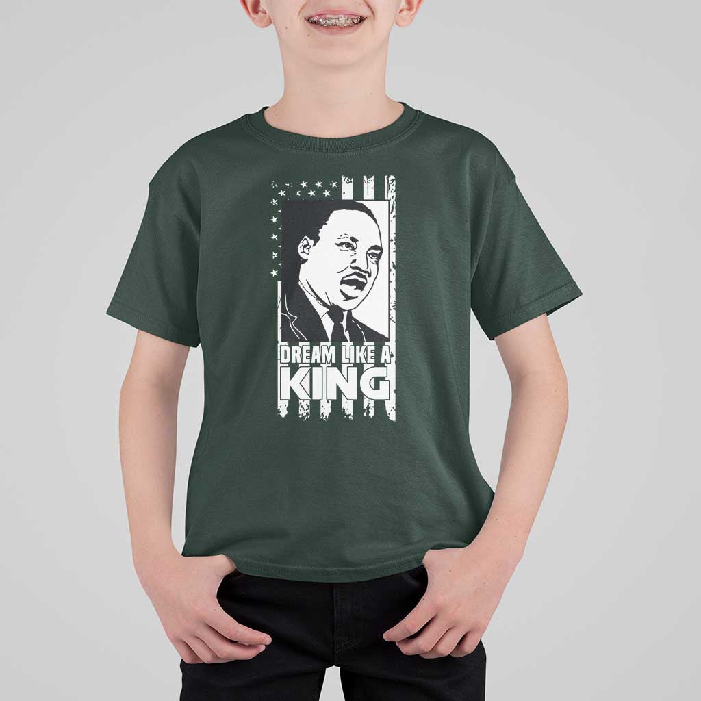 Martin Luther King MLK T Shirt For Kid Dream Like A King Black History American Flag - Wonder Print Shop