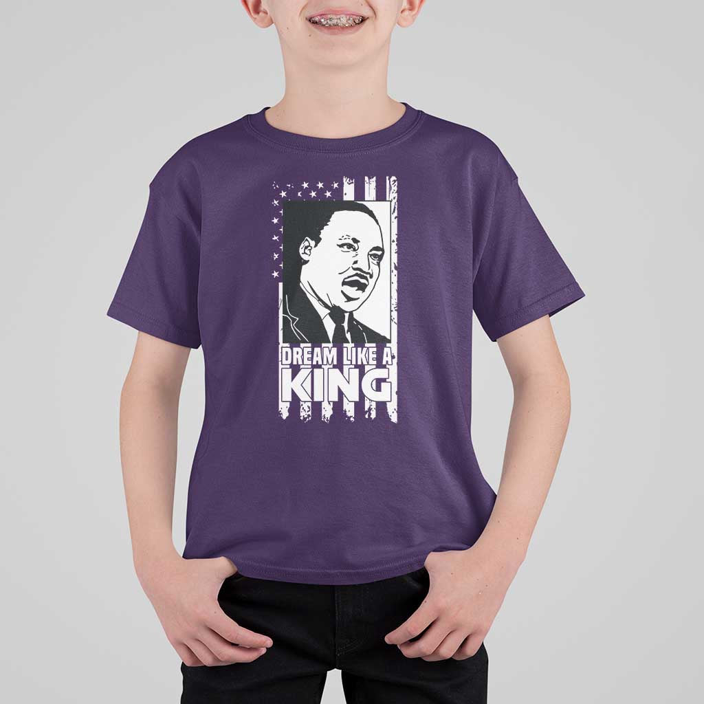 Martin Luther King MLK T Shirt For Kid Dream Like A King Black History American Flag - Wonder Print Shop