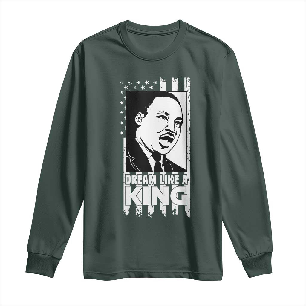 Martin Luther King MLK Long Sleeve Shirt Dream Like A King Black History American Flag
