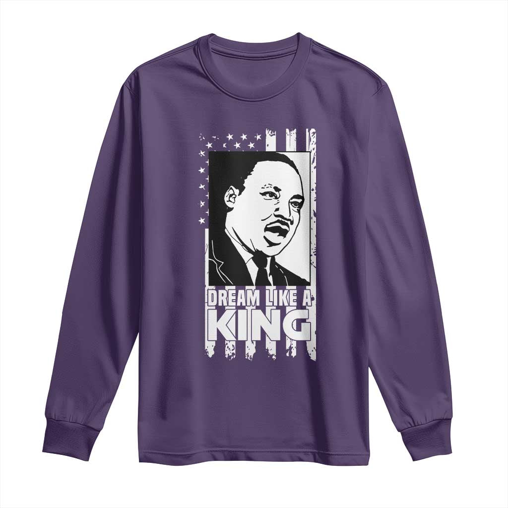 Martin Luther King MLK Long Sleeve Shirt Dream Like A King Black History American Flag