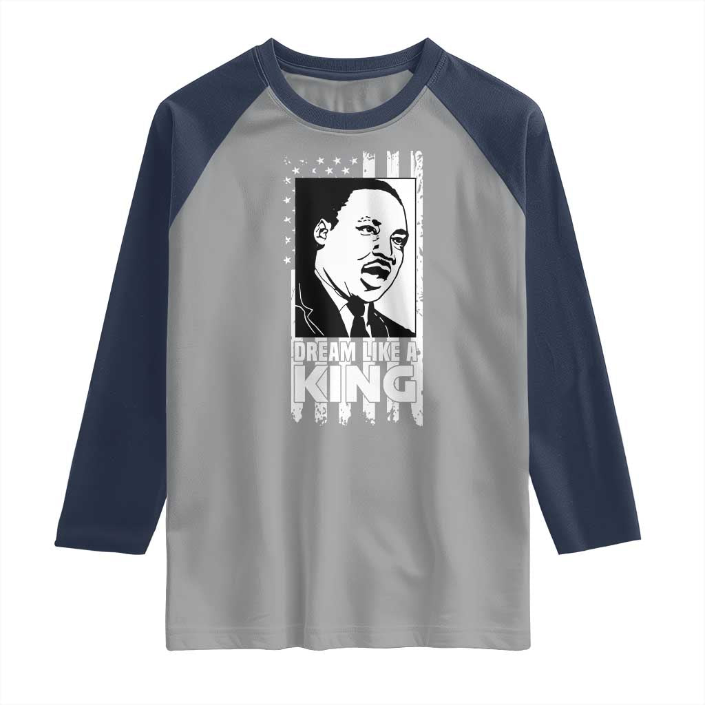 Martin Luther King MLK Raglan Shirt Dream Like A King Black History American Flag