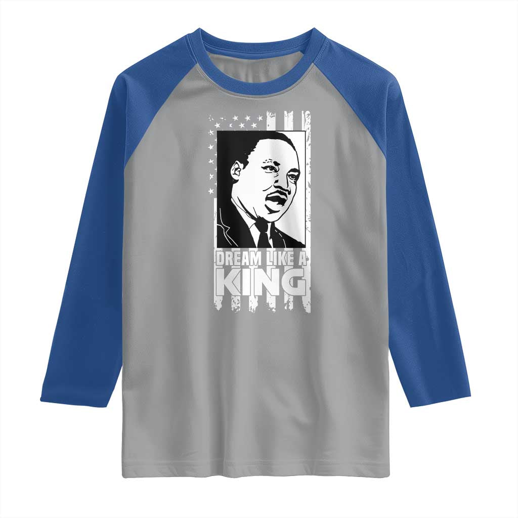 Martin Luther King MLK Raglan Shirt Dream Like A King Black History American Flag