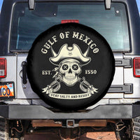Gulf of Mexico Pirate Sugar Skull Spare Tire Cover Est 1550 Stay Salty And Resist
