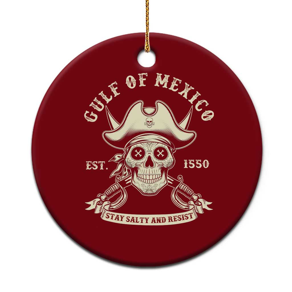 Gulf of Mexico Pirate Sugar Skull Ceramic Ornament Est 1550 Stay Salty And Resist - Wonder Print Shop