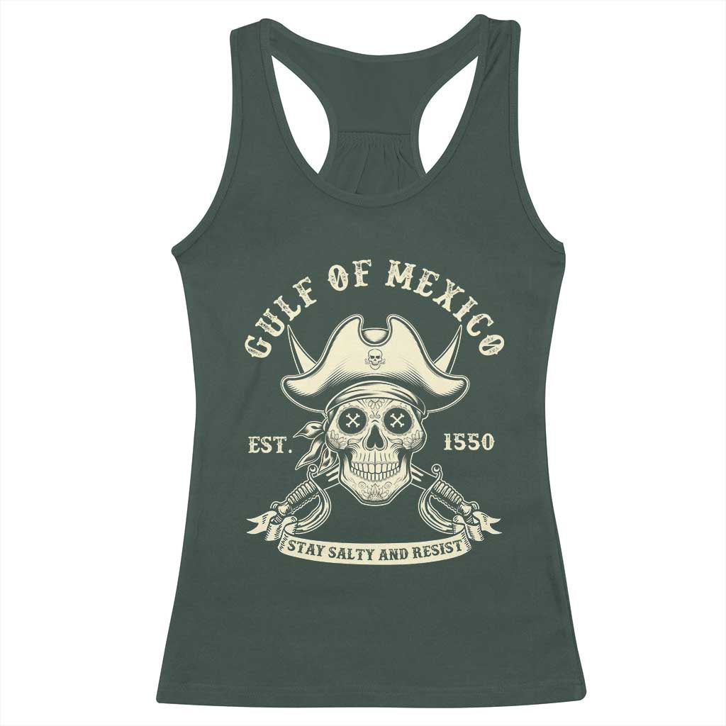 Gulf of Mexico Pirate Sugar Skull Racerback Tank Top Est 1550 Stay Salty And Resist