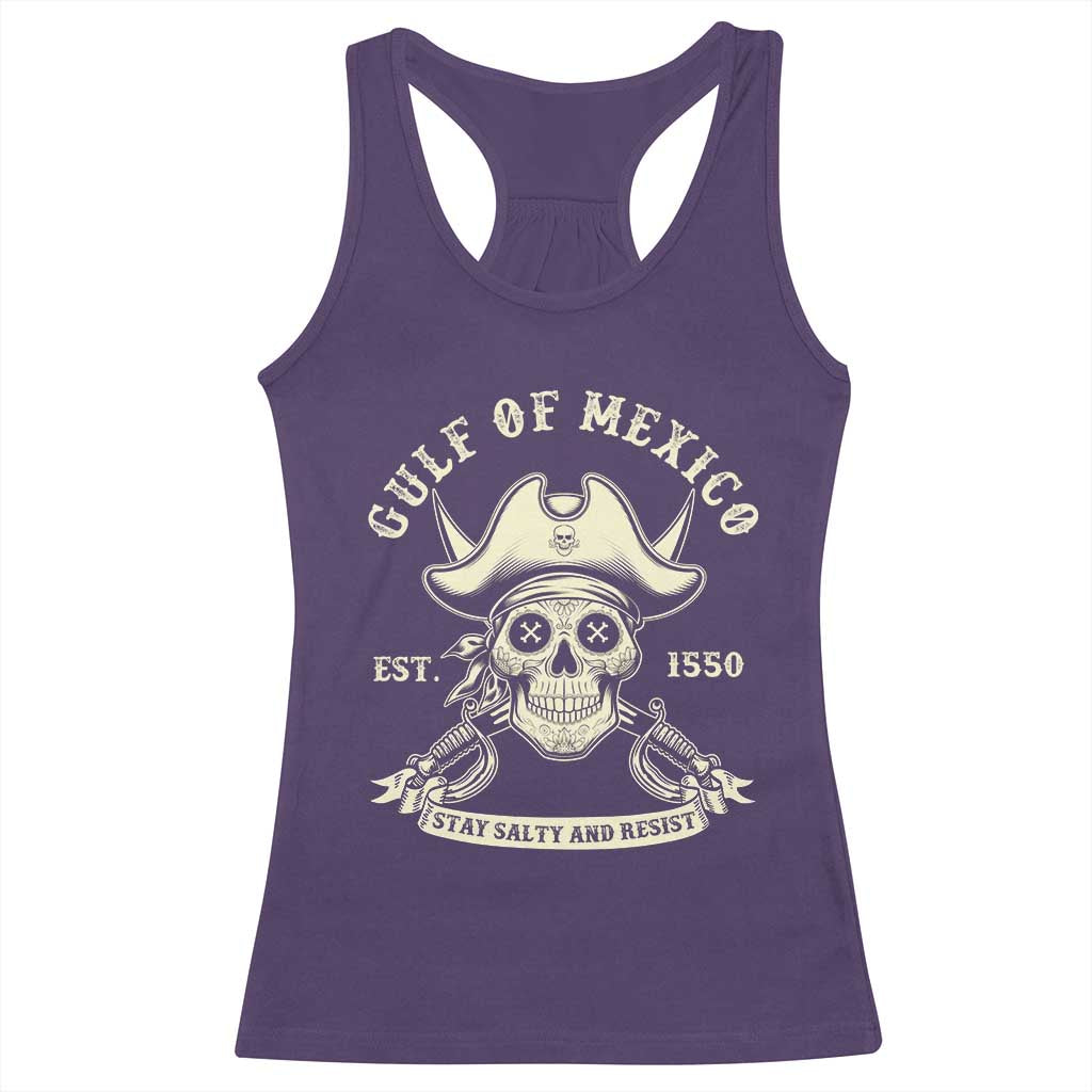 Gulf of Mexico Pirate Sugar Skull Racerback Tank Top Est 1550 Stay Salty And Resist