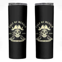 Gulf of Mexico Pirate Sugar Skull Skinny Tumbler Est 1550 Stay Salty And Resist