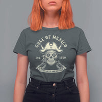 Gulf of Mexico Pirate Sugar Skull T Shirt For Women Est 1550 Stay Salty And Resist