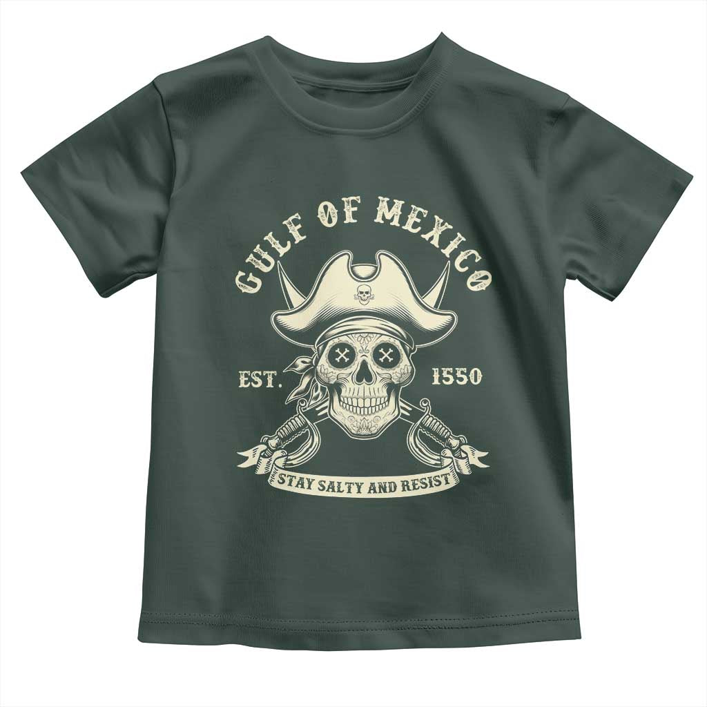 Gulf of Mexico Pirate Sugar Skull Toddler T Shirt Est 1550 Stay Salty And Resist