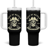 Gulf of Mexico Pirate Sugar Skull Tumbler With Handle Est 1550 Stay Salty And Resist