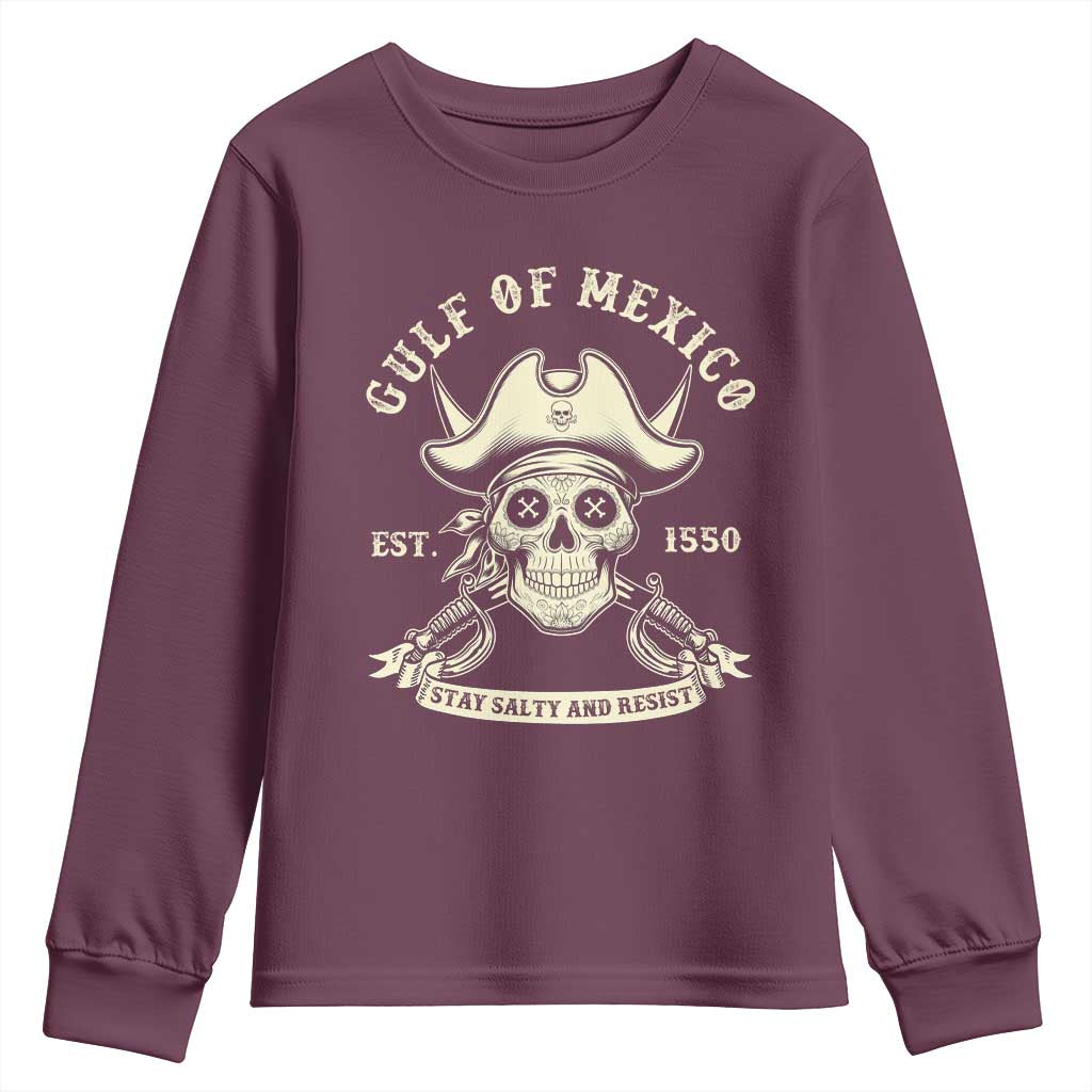Gulf of Mexico Pirate Sugar Skull Youth Sweatshirt Est 1550 Stay Salty And Resist